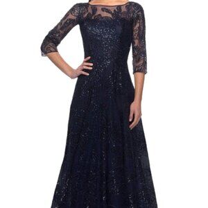 La Femme 27942SC  Mother of the Bride Dress Blue Size 6